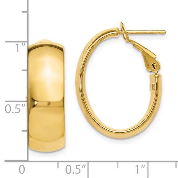 Leslie's 10K Polished Omega Back Hoop Earrings Image 3 Trenton Jewelers Ltd. Trenton, MI