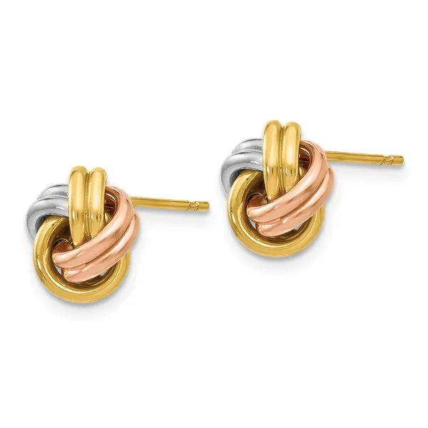 Leslie's 10K w/Wht RH and Rose GP Polished Love Knot Post Earrings Image 2 Grayson & Co. Jewelers Iron Mountain, MI
