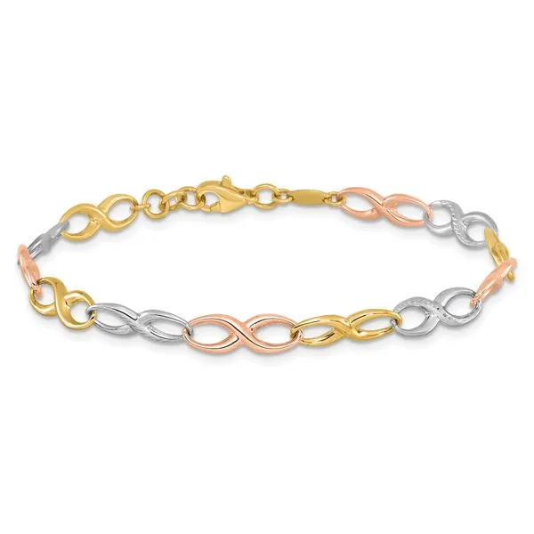 Leslie's 10K Tri-color Infinity Symbol Link Bracelet Image 3 Diamond Design Jewelers Somerset, KY