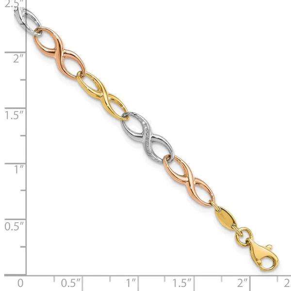 Leslie's 10K Tri-color Infinity Symbol Link Bracelet Image 4 Diamond Design Jewelers Somerset, KY