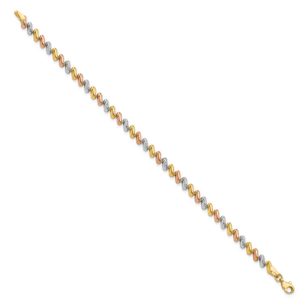 Leslie's 10k Tri-color Polished and D/C Fancy Link Bracelet Image 2 Thomas A. Davis Jewelers Holland, MI