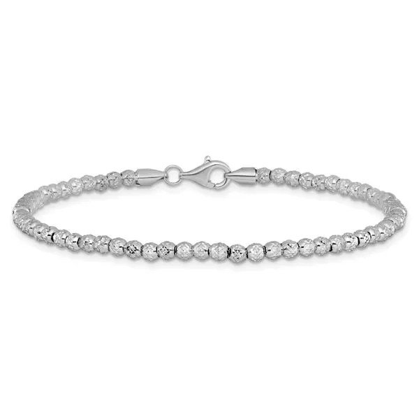 Leslie's 10K White Gold Polished D/C Beaded Bracelet Image 3 Spencer's Jewelers Athens, GA