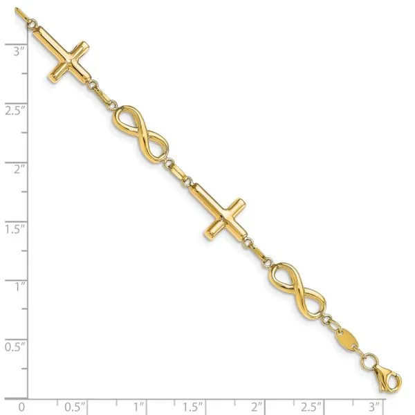 Leslie's 10K Polished Cross and Infinity Bracelet Image 4 Spath Jewelers Bartow, FL