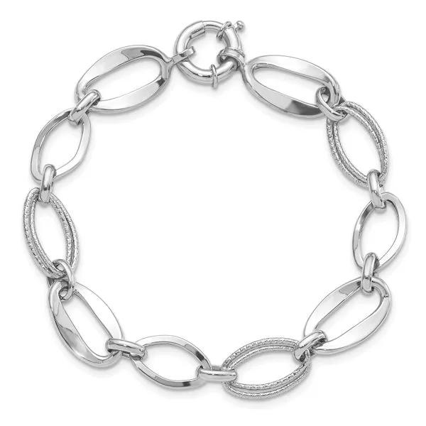 Leslie's 10k White Gold Polished and Textured Link Bracelet Image 4 Spencer's Jewelers Athens, GA