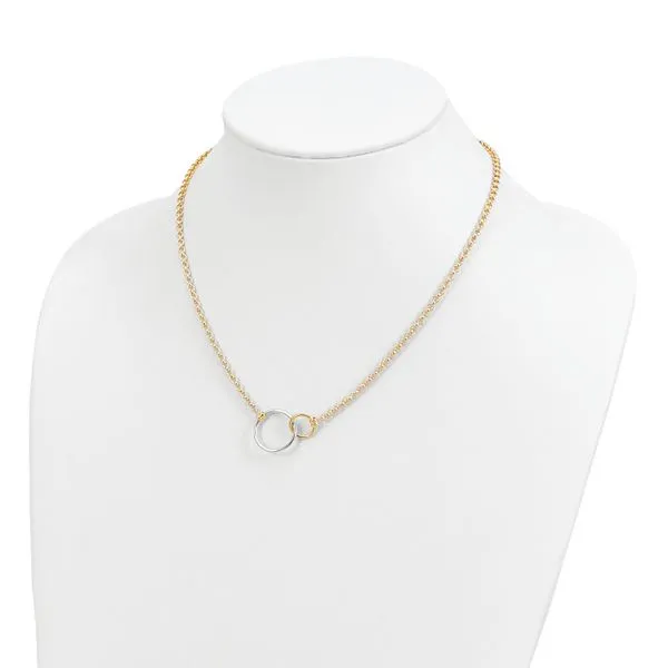 Leslie's 10k Two-tone Polished Link Necklace Image 3 Ask Design Jewelers Olean, NY