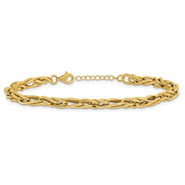 Leslie's 10K Polished Fancy Link w/1in ext. Bracelet Image 3 Thomas A. Davis Jewelers Holland, MI