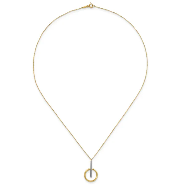 Leslie's 10K w/White Rhodium Polished Bar w/Circle Pendant Necklace Image 4 Trenton Jewelers Ltd. Trenton, MI