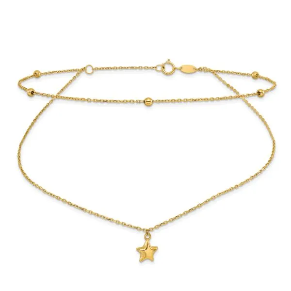 Leslie's 10K Polished 2-Strand Star 9in Plus 2in ext. Anklet Image 3 Atlanta West Jewelry Douglasville, GA