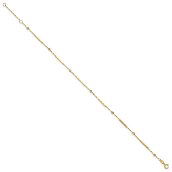 Leslie's 10K Polished and Diamond-cut bar 9in Plus 1in ext. Anklet Image 2 Valentine's Fine Jewelry Dallas, PA