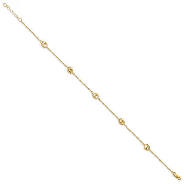Leslie's 10K Polished and Textured Fancy 10in Plus 1in ext. Anklet Image 2 Albert's Jewelers Kingsland, GA