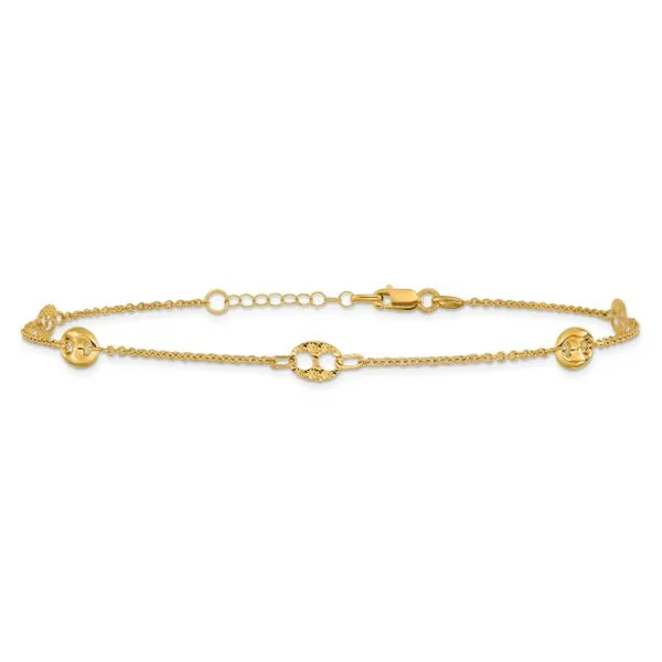 Leslie's 10K Polished and Textured Fancy 10in Plus 1in ext. Anklet Image 3 Atlanta West Jewelry Douglasville, GA