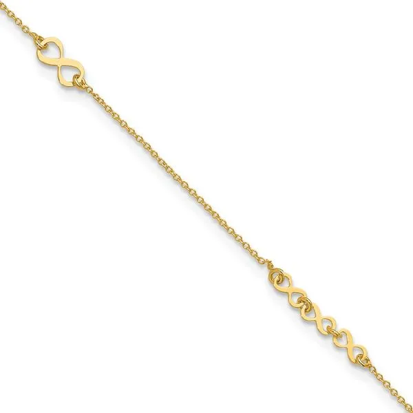Leslie's 10K Polished and Dia-cut Infinity 10in Plus 1in ext. Anklet Thomas A. Davis Jewelers Holland, MI