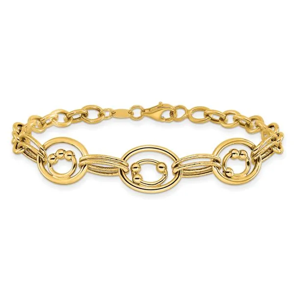 Leslie's 10K Polished and Textured Fancy Link Bracelet Image 3 Johnson Jewellers Lindsay, ON