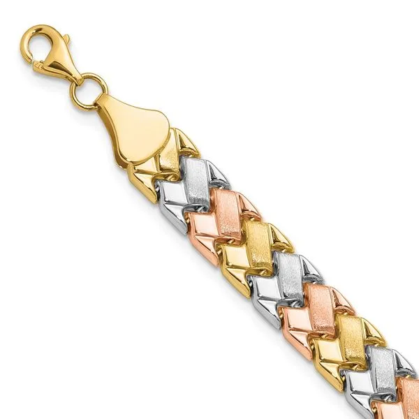 Leslie's 10K Two-tone w/Wht Rhodium Polished/Satin Fancy Link Bracelet Jerald Jewelers Latrobe, PA