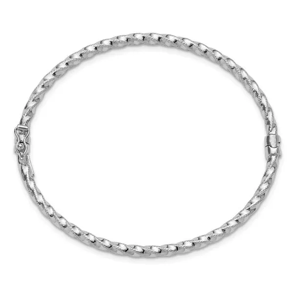 Leslie's 10K White Gold Polish/Textured/Twisted Hinged Bangle Image 2 JMR Jewelers Cooper City, FL