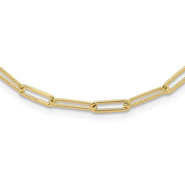 Leslie's 10K Polished and Textured Paperclip Link Necklace Grayson & Co. Jewelers Iron Mountain, MI