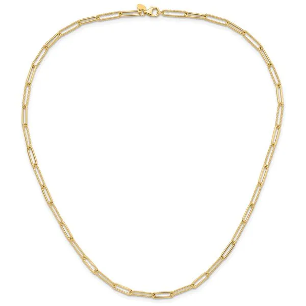 Leslie's 10K Polished and Textured Paperclip Link Necklace Image 3 Grayson & Co. Jewelers Iron Mountain, MI