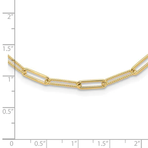 Leslie's 10K Polished and Textured Paperclip Link Necklace Image 4 Jerald Jewelers Latrobe, PA
