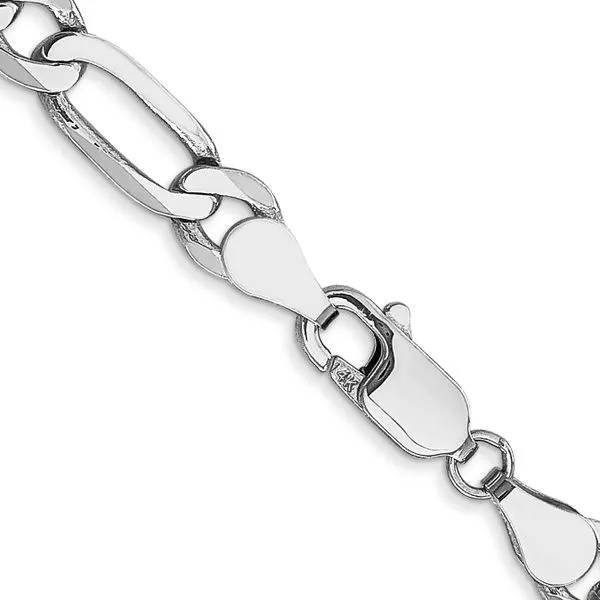Leslie's 14K White Gold 5.5mm Flat Figaro Chain Image 3 Spencer's Jewelers Athens, GA