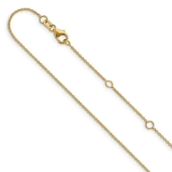 Leslie's 14k Yellow Gold 1.25mm Round Cable 2in+2in Adjustable Chain Diamond Design Jewelers Somerset, KY