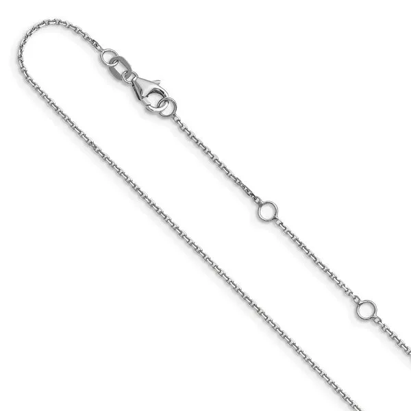 Leslie's 14k White Gold 1.1mm D/C Square Cable 2in+2in Adjustable Chain Diamond Design Jewelers Somerset, KY