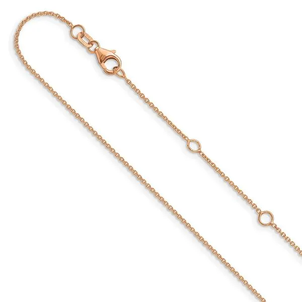 Leslie's 14k Rose Gold 1.25mm Round Cable 1in+1in Adjustable Chain Diamond Design Jewelers Somerset, KY