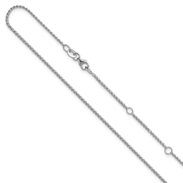 Leslie's 14K White Gold 1.15mm D/C Open Franco 1in+1in Adjustable Chain Grayson & Co. Jewelers Iron Mountain, MI