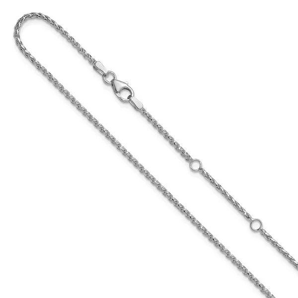 Leslie's 14K White Gold 1.65mm D/C Open Franco 1in+1in Adjustable Chain Grayson & Co. Jewelers Iron Mountain, MI
