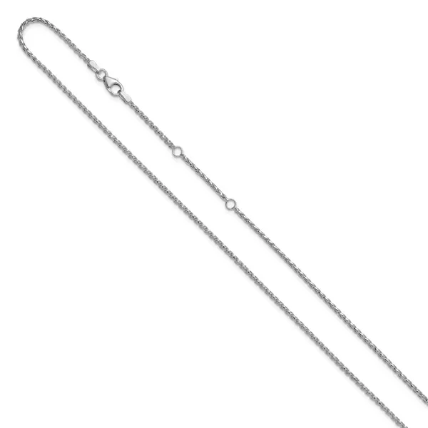Leslie's 14K White Gold 1.65mm D/C Open Franco 1in+1in Adjustable Chain Image 2 G.G. Gems, Inc. Scottsdale, AZ