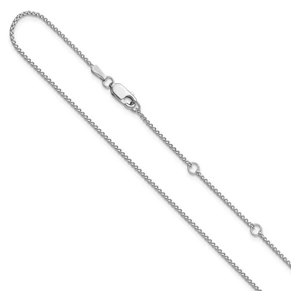 Leslie's 14K White Gold 1.2mm D/C Spiga 1in+1in Adjustable Chain Leslie E. Sandler Fine Jewelry and Gemstones rockville , MD