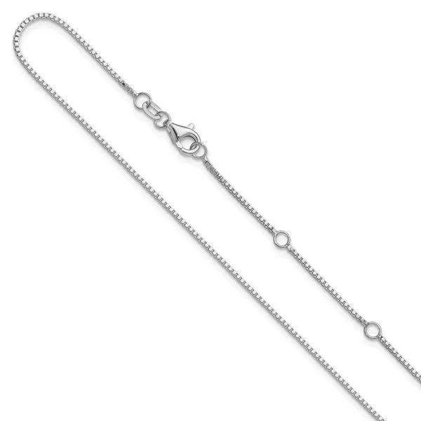Leslie's 14K White Gold 1mm Box 2in+2in Adjustable Chain Valentine's Fine Jewelry Dallas, PA