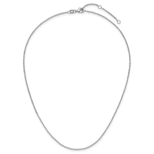 Leslie's 14K White Gold 1.4mm Flat Cable 1in+1in Adjustable Chain Image 4 Gaines Jewelry FLINT, MI