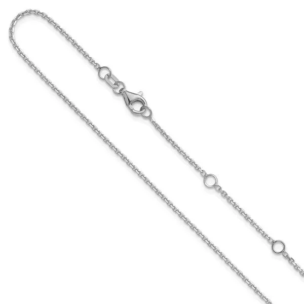 Leslie's 14k White Gold 1.4mm D/C Square Cable 1in+1in Adjustable Chain Moseley Diamond Showcase Inc Lexington, SC