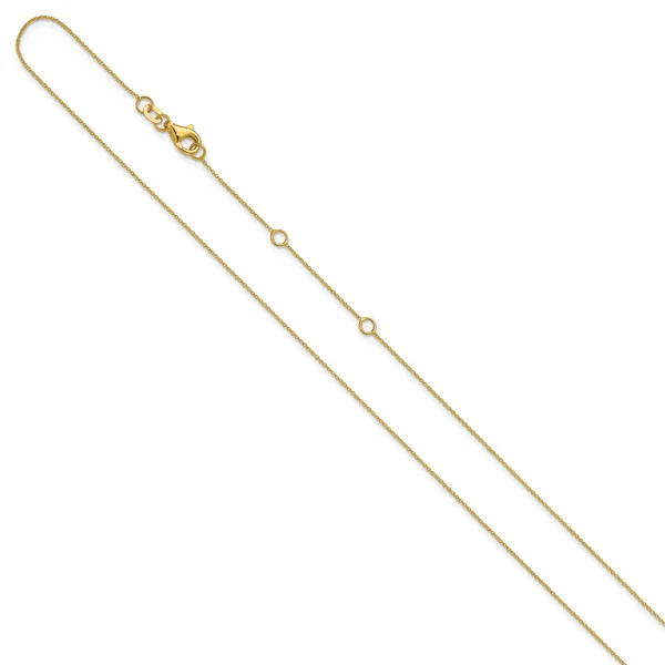 Leslie's 14k Yellow Gold .8mm Round Cable 1in+1in Adjustable Chain Image 2 Grayson & Co. Jewelers Iron Mountain, MI