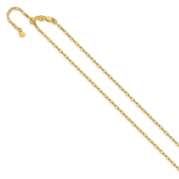 Leslie's 14K Adjustable 2mm Flat Cable Chain Image 2 Trenton Jewelers Ltd. Trenton, MI