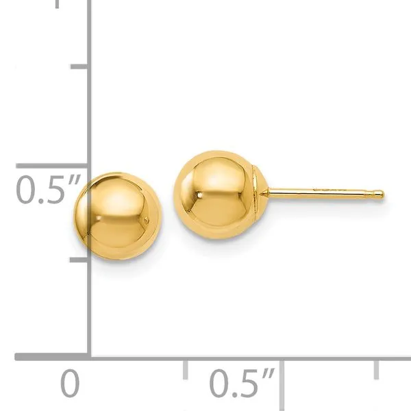 Leslie's 14K Polished 6mm Ball Post Earrings Image 4 Spencer's Jewelers Athens, GA