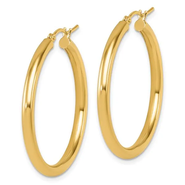 Leslie's 14K Polished Hoop Earrings Image 2 Spencer's Jewelers Athens, GA