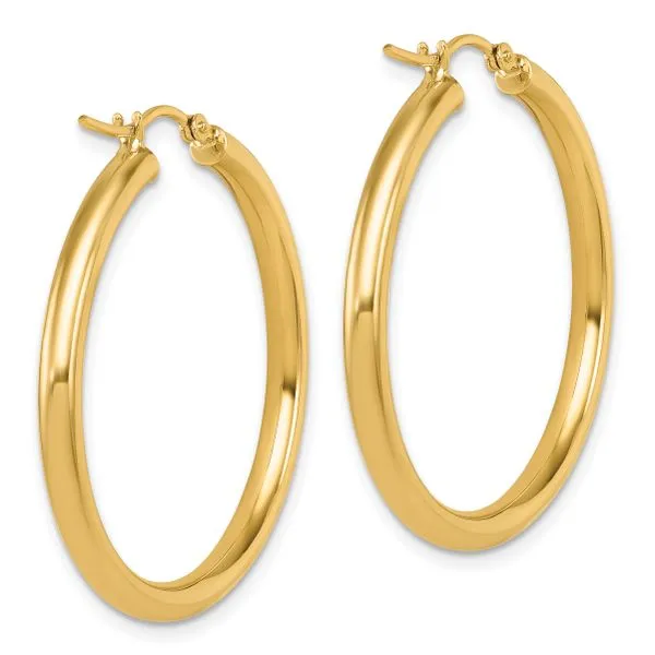 Leslie's 14K Polished Hoop Earrings Image 4 Spencer's Jewelers Athens, GA