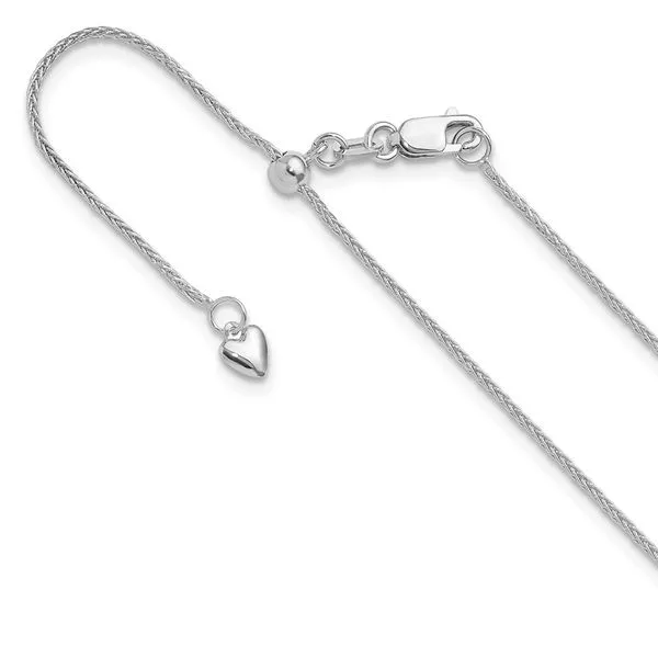 Leslie's 14K White Gold Adjustable 1mm Wheat Chain Diamond Design Jewelers Somerset, KY