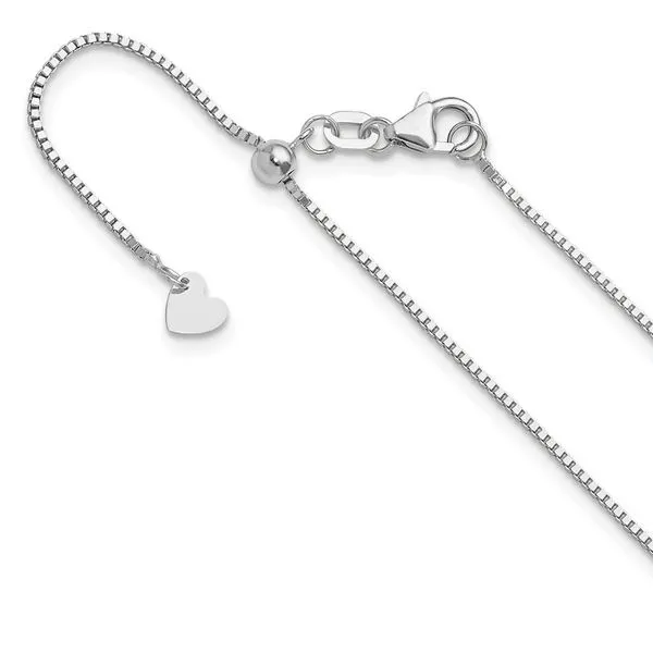 Leslie's 14K White Gold Adjustable .9mm Box Chain Diamond Design Jewelers Somerset, KY