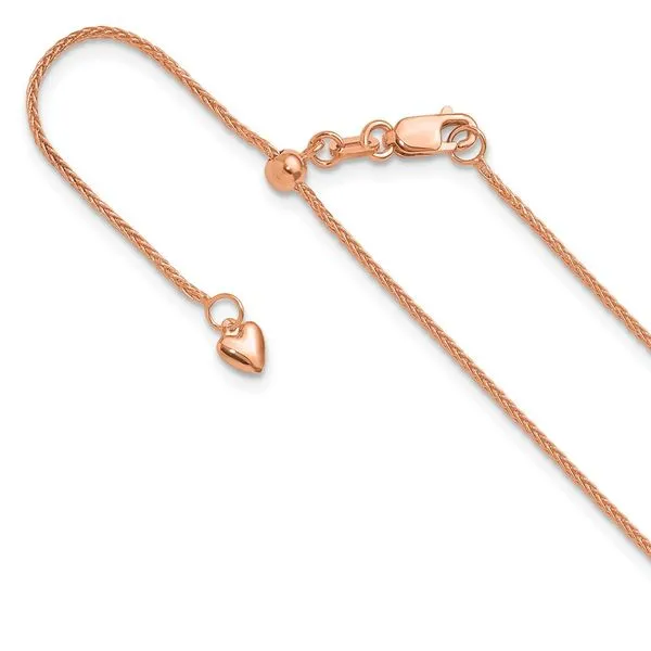 Leslie's 14K Rose Gold Adjustable 1mm Wheat Chain Diamond Design Jewelers Somerset, KY
