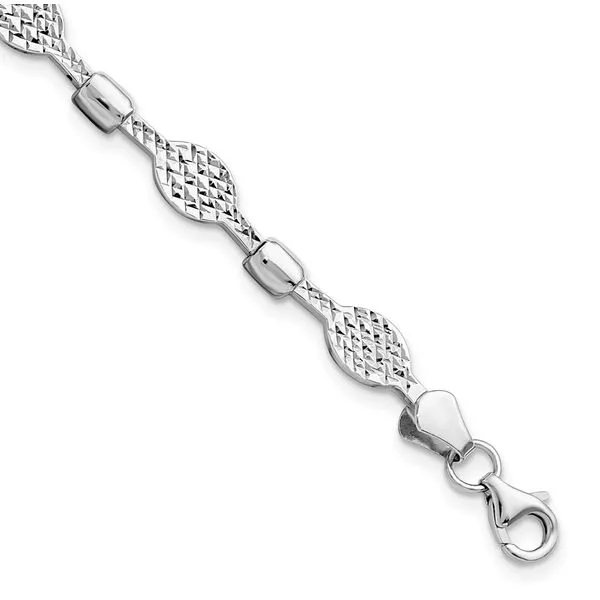 Leslie's 14K White Gold Diamond-Cut Bracelet Johnson Jewellers Lindsay, ON