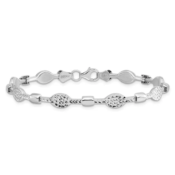 Leslie's 14K White Gold Diamond-Cut Bracelet Image 3 Jewelry Design Studio Jensen Beach, FL