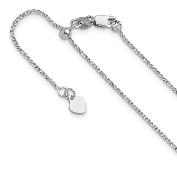 Leslie's 14K White Gold Adjustable 1.2 mm D/C Double Curb Chain Diamond Design Jewelers Somerset, KY