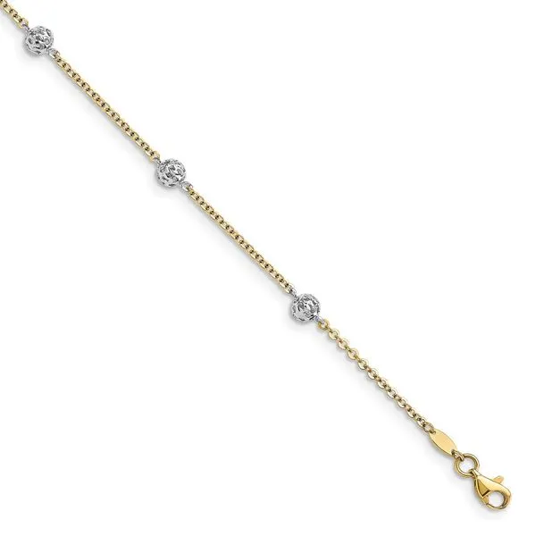 Leslie's 14K Two-tone Polished and Diamond-cut  Anklet Johnson Jewellers Lindsay, ON