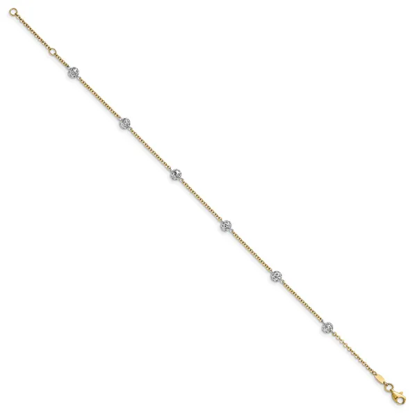 Leslie's 14K Two-tone Polished and Diamond-cut  Anklet Image 2 Johnson Jewellers Lindsay, ON