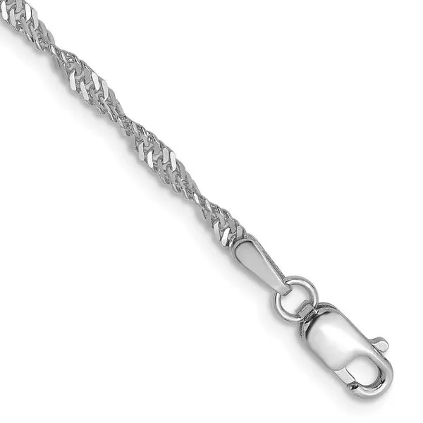 Leslie's 14K White Gold 1.9mm Singapore Chain Diamond Design Jewelers Somerset, KY