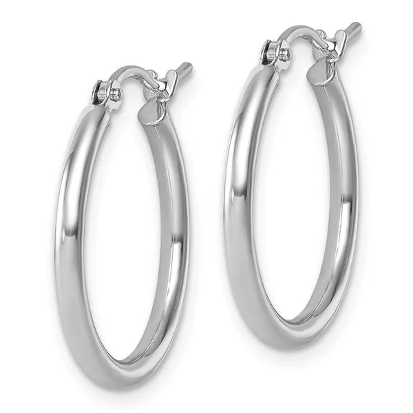 Leslie's 14K White Gold 2x20mm Polished Hoop Earrings Image 2 Diamond Design Jewelers Somerset, KY