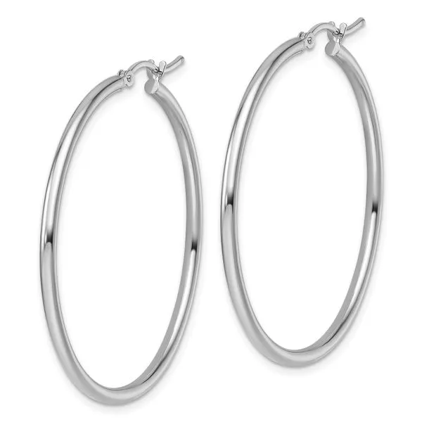 Leslie's 14K White Gold 2x40mm Polished Hinged Hoop Earrings Image 2 Diamond Design Jewelers Somerset, KY