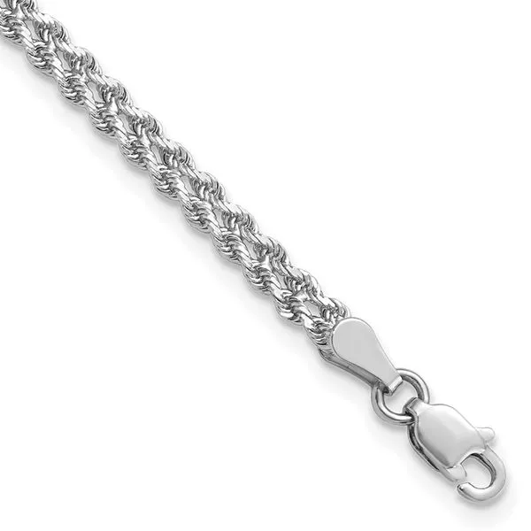 Leslie's 14K White Gold 3.0mm Wide Diamond-Cut Double Rope Chain Spath Jewelers Bartow, FL